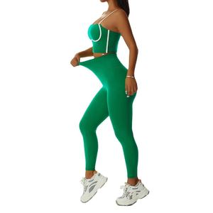 Conjunto de Pantalones de Yoga Marrones para Mujer al por Mayor 2026 |   Conjunto Deportivo de Dos Piezas de Nailon y Elastano Ligero e Informal con Cintura Elástica - Product Image 3