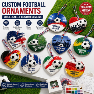 Wholesale Custom Soccer <b>Ceramic</b> <b>Ornament</b> Double Sided Glossy Pendant Gift with Box for football 2026 Garden Decoration - Product Image 5