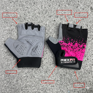 REXFIT Lightweight <b>Half</b> Finger Gym Gloves Weight Lifting Non <b>Slip</b> Neoprene Unisex Black Pink Gradient Design - Product Image 5