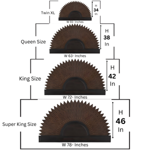Cabecero de Cama King Size de Madera de Ingeniería con Tallado Artístico Inteligente, Pintado a Mano, Diseño de Medio Sol, Acabado Marrón Envejecido y Decoración Tallada a Mano - Product Image 6