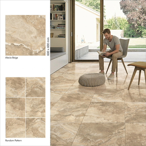 Carreaux de porcelaine Vistaar bleu clair, motif os, 600x600mm, polis, résistants aux acides, antibactériens, antidérapants, pour un intérieur élégant - Product Image 1