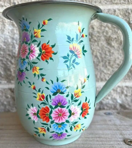 Jarra de Agua de Acero Inoxidable Transparente de Calidad Superior con Diseño Floral Impreso y Hecho a Mano - Product Image 2