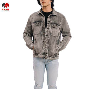 แจ็คเก็ตยีนส์คุณภาพพรีเมียมสำหรับผู้ชาย แบบสั่งทำพิเศษ ปิดด้วยกระดุม พร้อมโลโก้สั่งทำ - Product Image 1