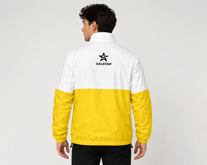 Custom High Quality <b>Men</b> Sports Track <b>Jacket</b> Full Zip Windbreaker Two Tone Yellow <b>White</b> <b>Jacket</b> Polyester Athletic Teamwear <b>Jacket</b> - Product Image 2