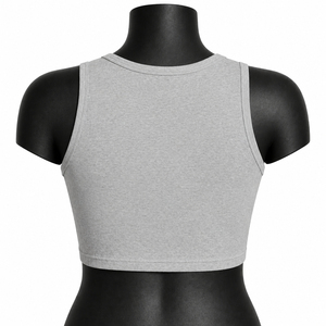 Custom Grey Women <b>Crop</b> Tank <b>Top</b> Sleeveless Yoga Gym Fitness Activewear OEM Wholesale Sportswear Cheap Price Breathable - Product Image 5