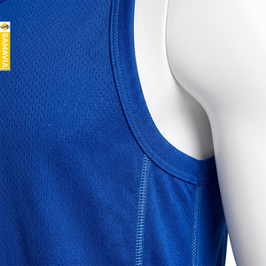 SAMAVIA Men's Blue Solid Front Customizable Basketball Jersey Set Sleeveless Tank <b>Top</b> Shorts Moisture Wicking Breathable Quick - Product Image 6