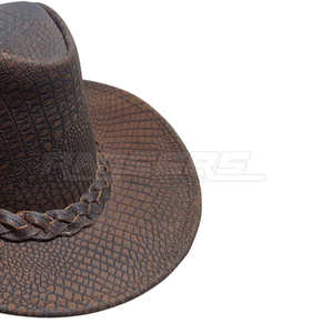 Mens Cowboy <b>Hat</b> Brown Crocodile Embossed Leather <b>Western</b> <b>Hat</b> Adult Size Outdoor Casual Wholesale Outdoor <b>Hat</b> - Product Image 3