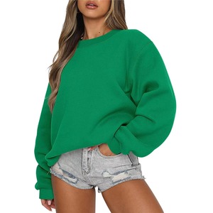 Sudadera Casual de Mujer Oversize con Cuello Redondo y Forro Polar, Color Liso, Hombro Caído, Manga Larga, Tejido de Algodón, para Otoño - Product Image 5
