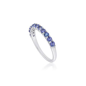 Bague Éternité en Argent Sterling 925 avec Tanzanite, Élégante Pierre Bleue-Violette, Bijou de Mariage Tendance - Product Image 5