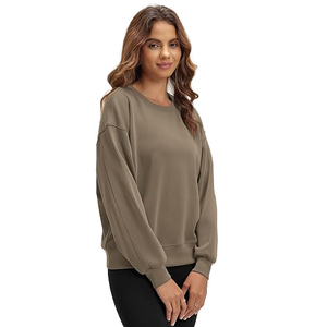 Sudaderas Metálicas Brillantes para Mujer, Estampado Luminoso, Cuello Redondo, Corte Holgado, Manga Larga, Felpa Suave, Mezcla de Algodón, Estilo Urbano - Product Image 1