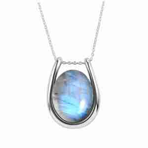 Rainbow <b>Moonstone</b> Charm <b>Pendant</b> Necklace Women 925 Sterling Silver Luxury Jewelry Oval Cut Bezel Setting June Birthstone - Product Image 6