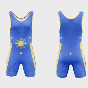Traje de Lucha Libre Personalizado para Hombre con Logotipo Frontal, Poliéster/Algodón, Secado Rápido y Transpirable, Azul/Amarillo, Mono de Artes Marciales - Product Image 5