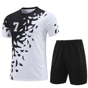 ชุดเสื้อฟุตบอลแบบกำหนดเองสำหรับผู้ชาย สีน้ำเงินขาว ลายพืช พิมพ์ลายแบบ Sublimation แขนสั้น ระบายเหงื่อได้ดี กางเกงขาสั้นเอวยางยืด ไซส์ผู้ใหญ่ - Product Image 5