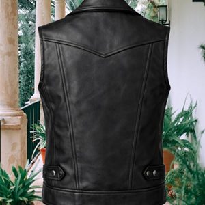 Chaleco de Motociclista Personalizado Unisex de Cuero Genuino Negro, Impermeable, Estilo Urbano, Sin Mangas, con Botones, Proveedor OEM ODM - Product Image 4