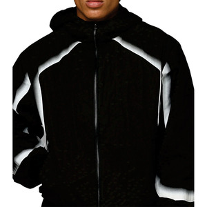 Men's Hooded Black Windbreaker Tracksuit Set Eco-Friendly Quick Dry Nylon <b>Lightweight</b> Training <b>Jacket</b> Pants Custom Sportswear - Product Image 6