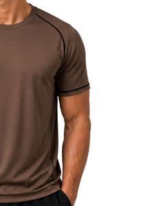 Manufacturer Custom Mocha Brown Mens Athletic <b>TShirt</b> Quick Dry Breathable Gym Workout Running <b>Polyester</b> Sports Tee Activewear - Product Image 4