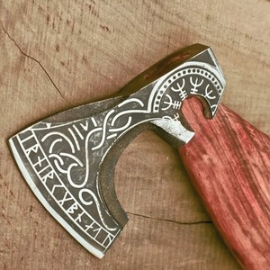 wholesale customized viking <b>axe</b> steel blade <b>axe</b> Engraved <b>wooden</b> handle <b>axe</b> Authentic Norse style <b>axe</b> Viking <b>axe</b> collectible - Product Image 2