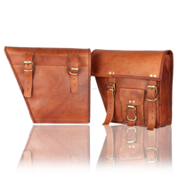 Style vintage véritable cuir de chèvre marron Combo moto sacs de selle sacoches outil étui de transport concepteur bras oscillant deux sacs latéraux