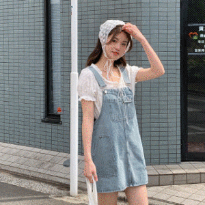Tuta in Denim OP16021 instagrammabile da donna e tuta Mini pezzo unico con tasca in Denim