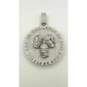 Colgante Hip Hop Personalizado para el Hogar, Plata 925, Chapado en Oro de 14k, Moissanita con Certificación GRA de 6.7CT, Diseño de Tres Monos Sabios - Product Image 1