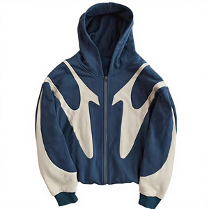 Sweat à capuche zippé pour homme, coupe classique, décontracté, avec blocs de couleur, impression par sublimation personnalisée, en polyester French Terry, pour l'automne - Product Image 5