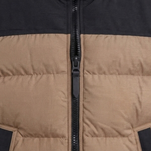 Men's Brown <b>Puffer</b> <b>Vest</b> With Black Collar And Zipper Closure Windproof Casual Winter <b>Jacket</b> Thick Polyester Filling - Product Image 6