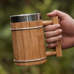 Eco-Friendly Polished Wooden Viking <b>Mug</b> with Hand Carved Engraving and Animal Design-Valentine's Day & Halloween Gift - Product Image 4