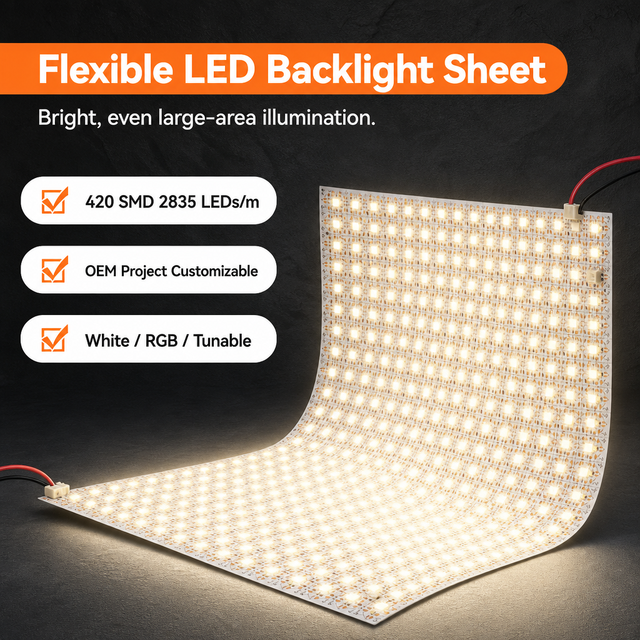 Customizable 420LEDs/m SMD2835 Flexible LED Sheet 24V for Light Box Signage & Backlight Display FlexSheet