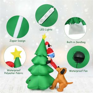 Albero di Natale Gonfiabile da 79 Pollici con Design Cucciolo di Babbo Natale, Gonfiaggio Rapido, Impermeabile, in Poliestere, con LED Integrati, Decorazioni Natalizie da Esterno - Product Image 3