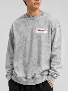 Sudadera Personalizada para Hombre con Efecto Desgastado y Opción de Bordado, Tejido Suave y Aspecto Lavado, Sudadera de Moda para Hombre con Efecto Desgastado - Product Image 1