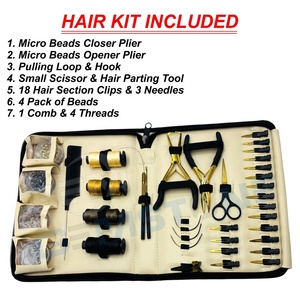 Professional Stainless Steel Hair Extension Tool Kit with Micro Beads Pliers <b>Needles</b> Thread Clips & Beads - Product Image 2