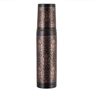 Bouteille d'eau en cuivre pur ayurvédique de qualité supérieure et design floral damassé artisanal, finition noire mate élégante - Product Image 6