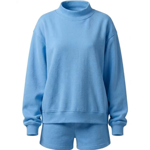 Ensemble sweat-shirt et short unisexe surdimensionné en coton molletonné, tenue décontractée deux pièces, vêtements streetwear personnalisés - Product Image 1
