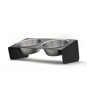 Mangeoire surélevée de luxe de style vintage avec deux bols en acier inoxydable et support en fer orné pour chat et chien - Product Image 3