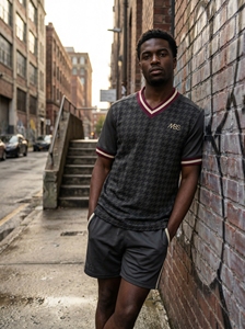 Ensemble de maillot de football pour homme Geometric_Heritage_82_Terrace_Kit, col en V, manches courtes, tissu respirant, vêtements de sport pour toutes les saisons - Product Image 5