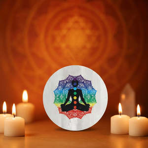 PRAVUTI <b>CRYSTAL</b> Selenite <b>Charging</b> <b>Plate</b> <b>Crystal</b> Chakra Meditation Disc Laser Engraved Feng Shui Home Decoration Eco-Friendly - Product Image 3