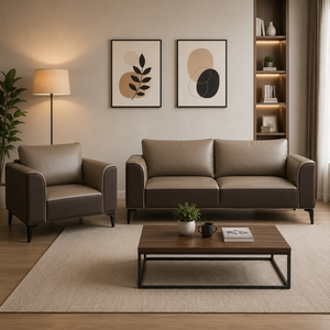 INTELLIGENTIA <b>WOODS</b> Modern Luxury Leather <b>Sofa</b> Set 1+3 Seater with Solid <b>Wood</b> <b>Frame</b> & High Density Foam for Living Room Home - Product Image 3