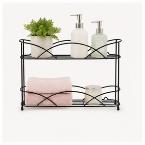 Space Saving Countertop Iron Storage <b>Shelf</b> with Elegant Scroll Pattern Two Tier Organizer for Pantry Kitchen Bathroom and Home - Product Image 6