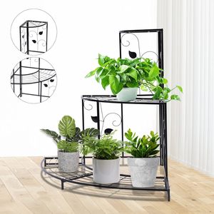 Support à plantes à 3 niveaux fait main, en métal, autoportant, pour pots de fleurs, étagère de présentation pour plantes d'intérieur et d'extérieur, décoration moderne pour la maison et le jardin - Product Image 3