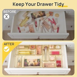 Set di 25 Organizzatori per Trucchi in Plastica Trasparente, Versatili, 4 Misure, Vassoi Organizzatori per Cassetti del Bagno, Contenitori per la Conservazione - Product Image 3