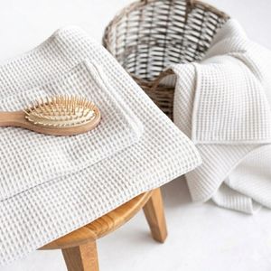 White Textured Waffle Weave 100% Cotton Bath Towel Lightweight Soft - Product Image 2