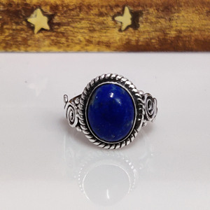 Anillo Hecho a Mano con Piedra Preciosa de Lapislázuli Natural, Anillo de Plata de Ley 925 para Niñas y Mujeres - Product Image 2