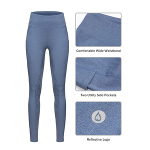 Leggings d'équitation taille haute pour femme, longueur intégrale, avec grip aux genoux, extensibles dans quatre directions, color block bleu - Product Image 6