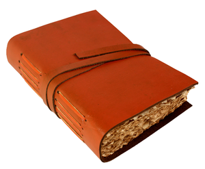 Vintage Looking Natural Edged Blank Unlined Sheets With Decorative <b>Leather</b> <b>Strings</b> Stitching On The Spine <b>Leather</b> Journal - Product Image 1