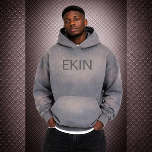 Sudadera con Capucha Ekin Impex OEM Personalizada de Alta Calidad, Estilo Vintage para Hombre, de Algodón Grueso Desgastado con Efecto Decolorado por el Sol, con Relieve 3D - Product Image 3