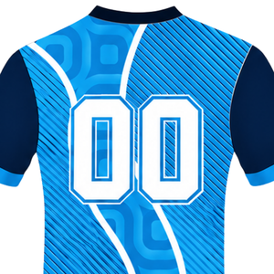 Camiseta de Rugby Azul Cielo Marino, Manga Corta, Cuello en V, Uniforme de Equipo Geométrico Personalizado, Ropa Deportiva Transpirable para Entrenamiento - Product Image 4