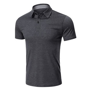 เสื้อโปโลคอวีผู้ชายสำหรับฤดูร้อน ดีไซน์พับได้ แฟชั่นลำลอง ทรงเข้ารูป ระบายอากาศได้ดี ผ้าแคนวาส ผ้าถักเรียบ สีพื้น - Product Image 5