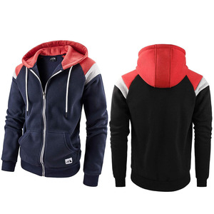 เสื้อฮู้ดผ้าฟลีซแบบซิปเต็มตัวสำหรับผู้ชาย – เสื้อแจ็คเก็ตสเวตเชิ้ตแบบลำลองสีสันตัดกันพร้อมกระเป๋า - Product Image 4
