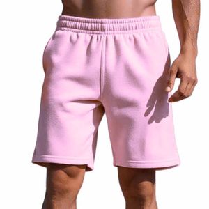 Shorts tricotés unis pour hommes, décontractés, en coton, avec cordon de serrage à la taille, respirants, taille mi-haute, confortables pour l'été - Product Image 2