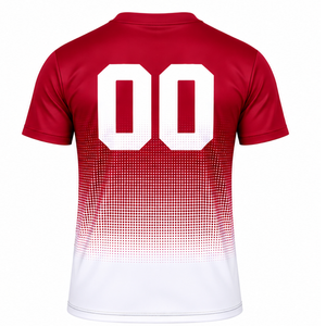 T-shirt de sport pour homme à manches courtes et col rond, imprimé par sublimation, dégradé bordeaux et blanc, personnalisé, pour l'entraînement et la performance athlétique - Product Image 2